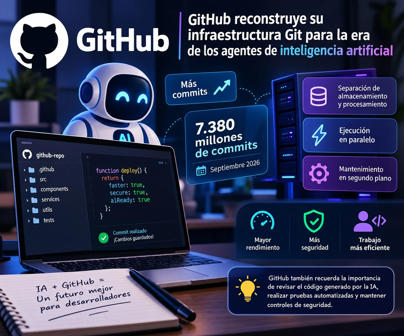 GitHub reconstruye su infraestructura Git para la era de los agentes de IA